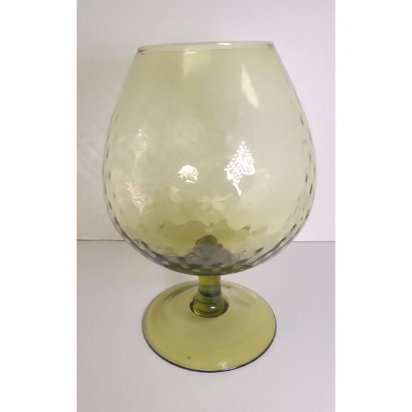 Empoli Italy Mid Century Modern Avocado Green 8.5" Footed Brandy Glass - Picture 2 of 4